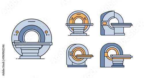 MRI Scanner Line art vector modern abstract color design