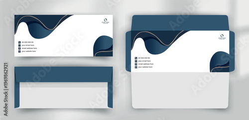 Modern Dusty Rose and Teal Organic Shape Business Envelope Template
