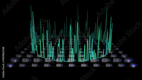 Audio 3D waveform radial green equalize  lines. Radial audio signal vibration sound or voice. Concept explode, epicenter, target, radar. Visualization music playback. HUD.
