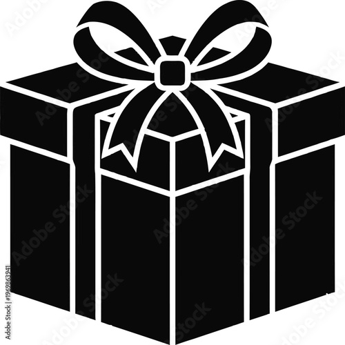 Elegant gift box with decorative bow ribbon on top for special occasions isolated on white background, Vector