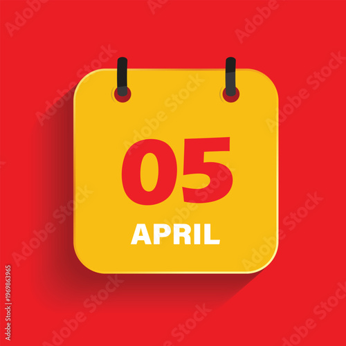 april fifth date calendar icon with yellow card on red background for seasonal business planning