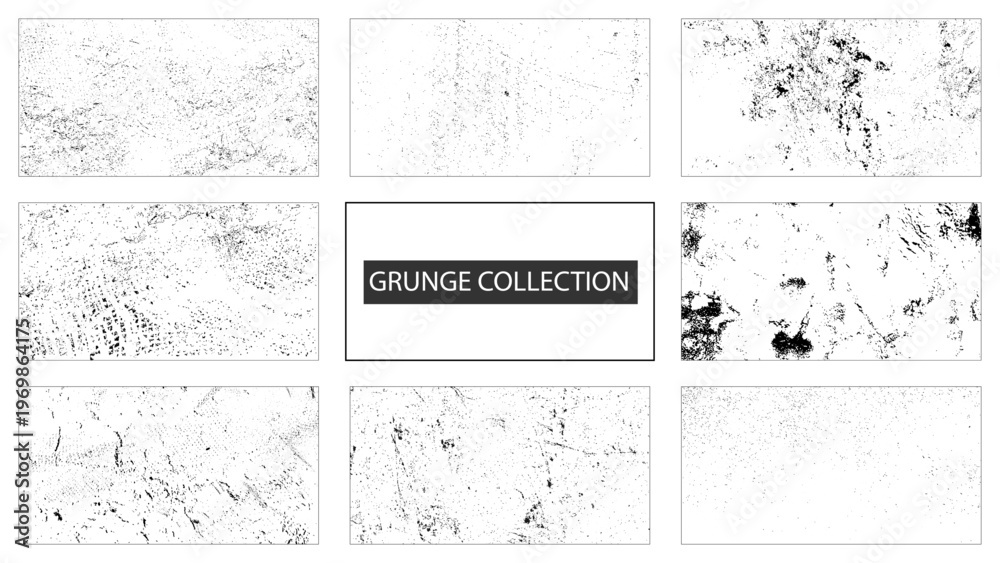 Fototapeta premium Black Grunge Texture Overlay Bundle. Abstract Dirty Texture Overlay Set