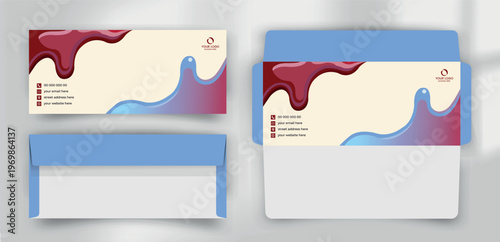 Modern Liquid Drip Gradient Shape Business Envelope Template
