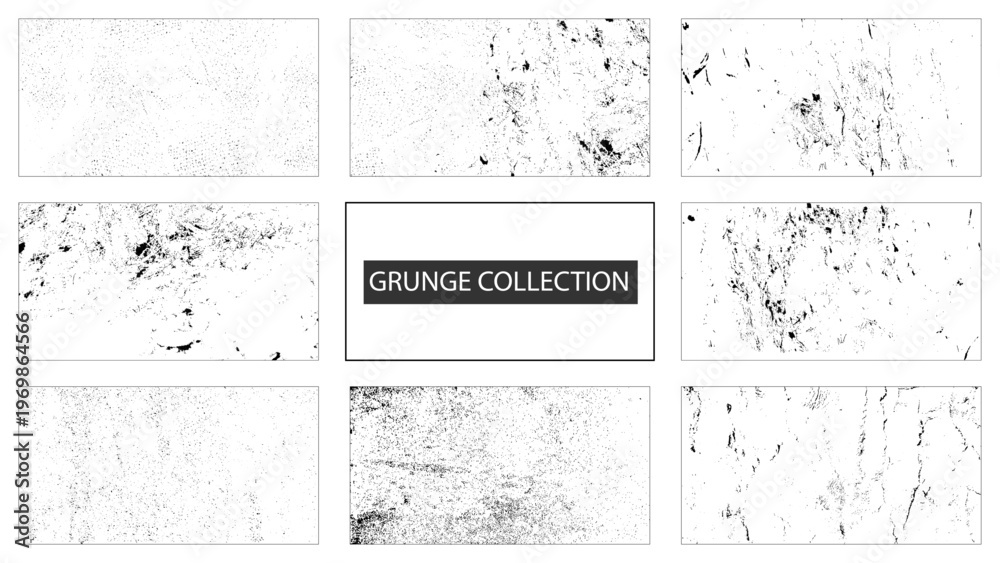 Fototapeta premium Black Grunge Texture Overlay Bundle. Rough Grunge Background Texture Pack