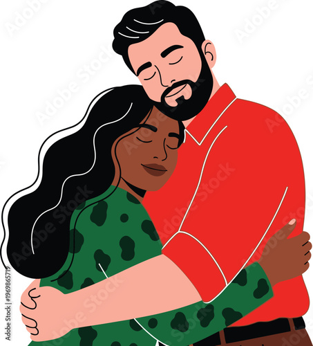 Man and woman sharing a warm and tender hug together