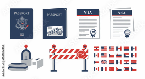 Passport visa travel documents border control.
