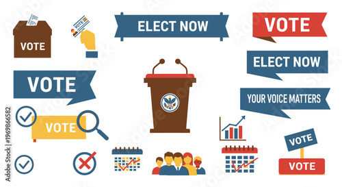 Politics Voting Election Campaign Symbols.