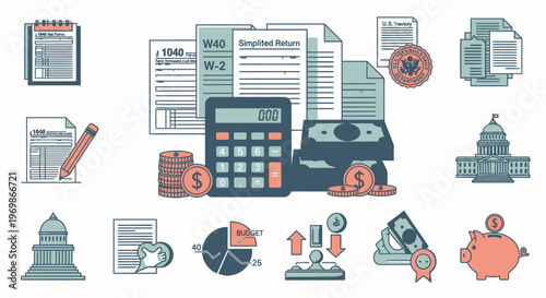 Financial business economy icons set.