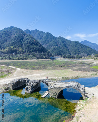 Wallpaper Mural Aerial View of Ancient Three-Arch Stone Bridge Torontodigital.ca