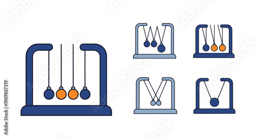 Newton Cradle Line art vector modern clean abstract