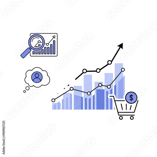 Dynamic Marketing Infographics Illustrating Social Media Optimization and Escalating Financial Success.