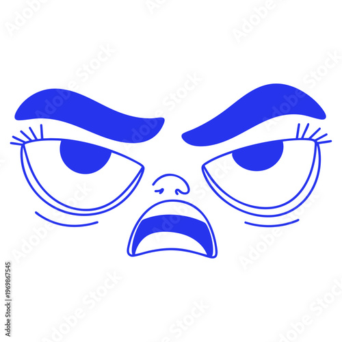 Angry Woman Face Expression Cartoon Doodle Illustration