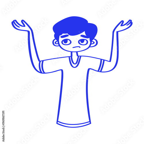 Man Shrugging Cartoon Doodle Illustration