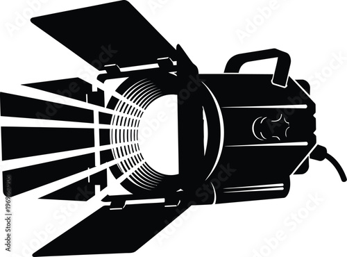 Studio spotlight, floodlight, lighting equipment, stage light, vector