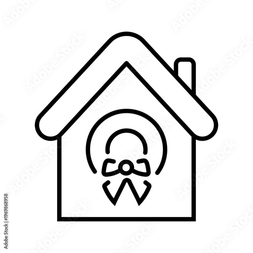 Advent wreath icon. Celebration and christmas line symbol. Black and white.