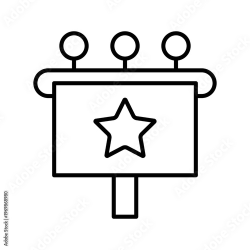 Advertising banner icon. Business and advertising line symbol. Black and white.