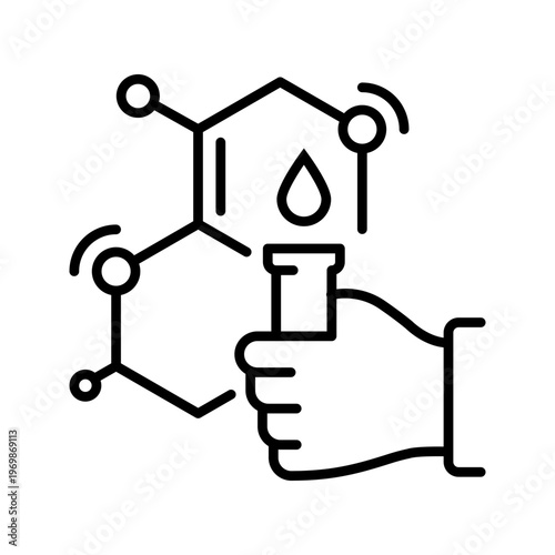 Blood test icon. Healthcare and diagnostics line symbol. Black and white.