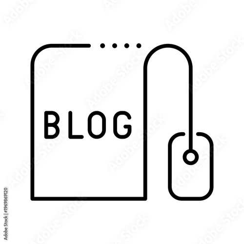 Blog post icon. Technology and blogging line symbol. Black and white.