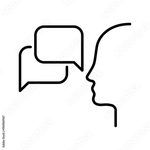 Business communication icon. Business and corporate communication line symbol. Black and white.