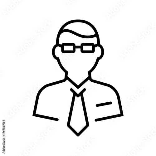 Business person icon. Business and avatar line symbol. Black and white.