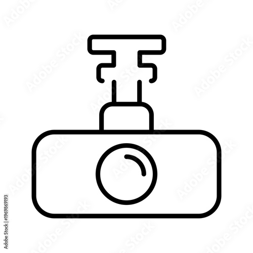 Car dashcam icon. Transport and vehicle camera line symbol. Black and white.
