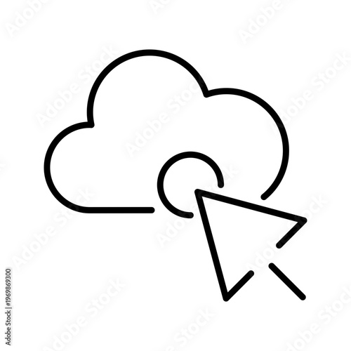 Cloud storage icon. Technology and cloud storage line symbol. Black and white.