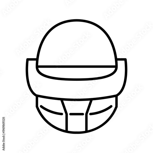 Cricket helmet icon. Sports and cricket equipment line symbol. Black and white.