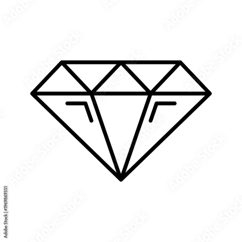 Diamond gemstone icon. Fashion and jewelry line symbol. Black and white.