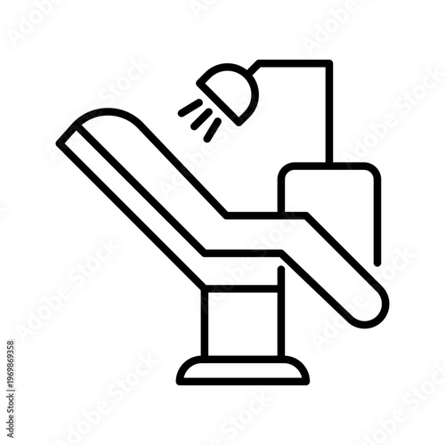 Dental chair icon. Healthcare and dental equipment line symbol. Black and white.