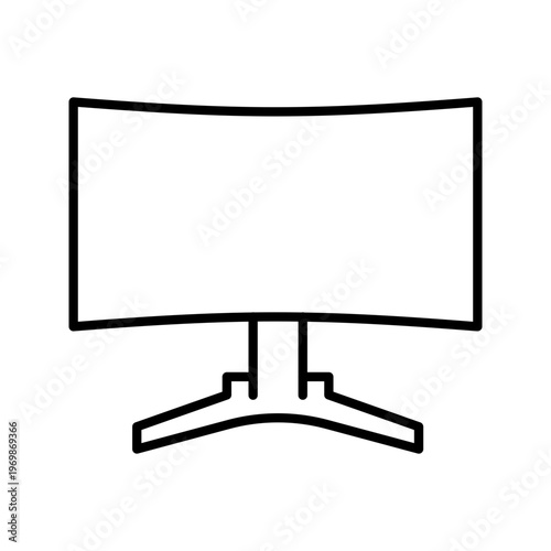 Curved monitor icon. Technology and displays line symbol. Black and white.