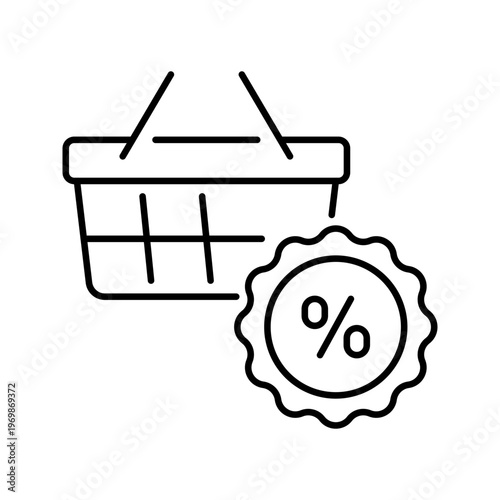 Discount shopping icon. Business and ecommerce line symbol. Black and white.