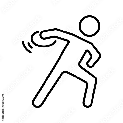 Discus throw icon. Sports and field events line symbol. Black and white.