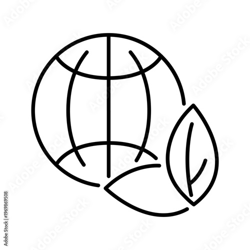 Environment protection icon. Science and environmental protection line symbol. Black and white.