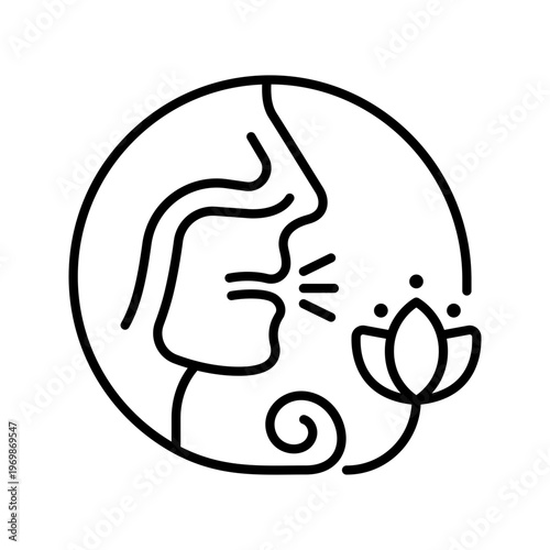 Flower allergy icon. Healthcare and allergy line symbol. Black and white.