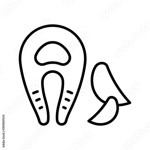 Fish steak icon. Food and seafood line symbol. Black and white.