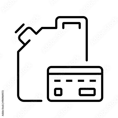 Fuel card icon. Business and fuel payment line symbol. Black and white.