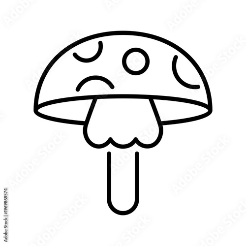 Fly agaric icon. Nature and fungi line symbol. Black and white.