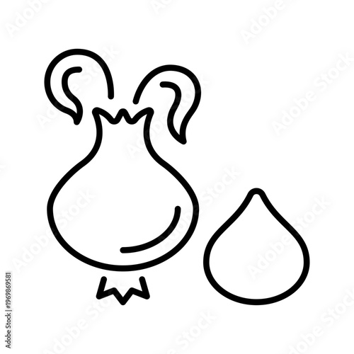 Garlic clove icon. Food and spices line symbol. Black and white.