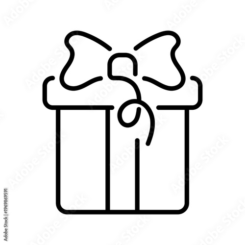 Gift box icon. Lifestyle and celebration line symbol. Black and white.