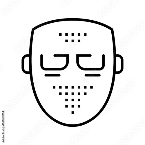 Hockey mask icon. Holiday and costume line symbol. Black and white.