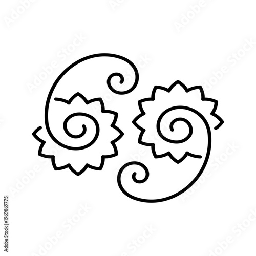 Holi pattern icon. Art and ornament line symbol. Black and white.