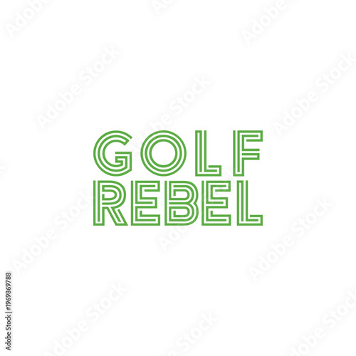 Bright green text spelling golf rebel against a stark white background