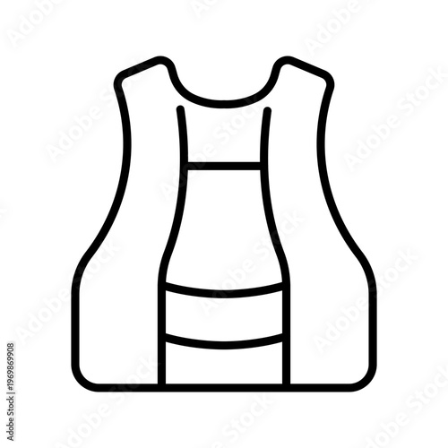 Life jacket icon. Sports and water sports line symbol. Black and white.