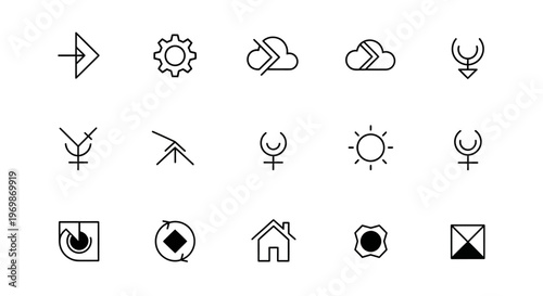 Set of minimalistic vector icons. Collection of simple symbols.