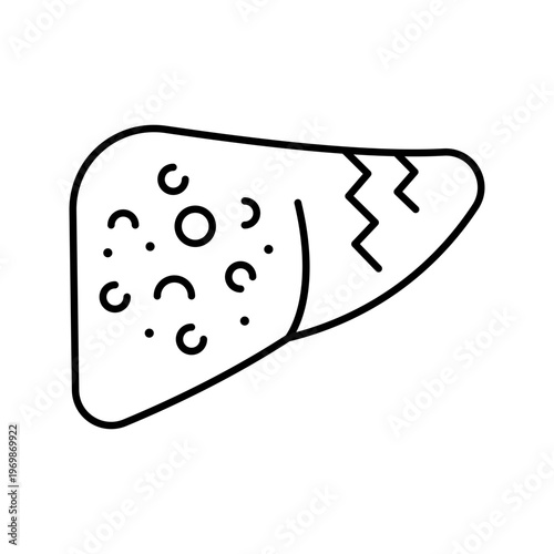 Liver cirrhosis icon. Healthcare and hepatology line symbol. Black and white.
