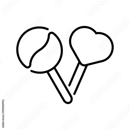 Lollipop candy icon. Food and confectionery line symbol. Black and white.
