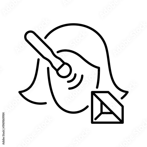 Makeup application icon. Beauty and cosmetics line symbol. Black and white.