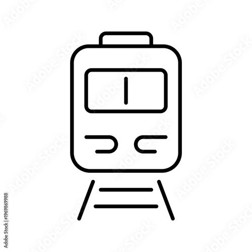 Metro train icon. Transportation and metro line symbol. Black and white.