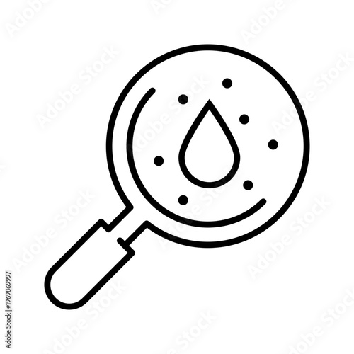 Microbiology research icon. Science and microbiology line symbol. Black and white.
