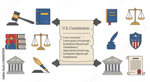 American Law and Justice Symbols.